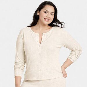 Auden Pointelle WHITE Button Up Cardigan Sweater Sleepwear MULTIPLE PLUS SIZES